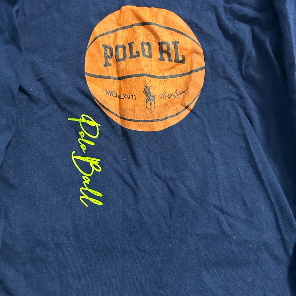 Polo by Ralph Lauren Kids Long Sleeve Tee - Navy Blue and Orange